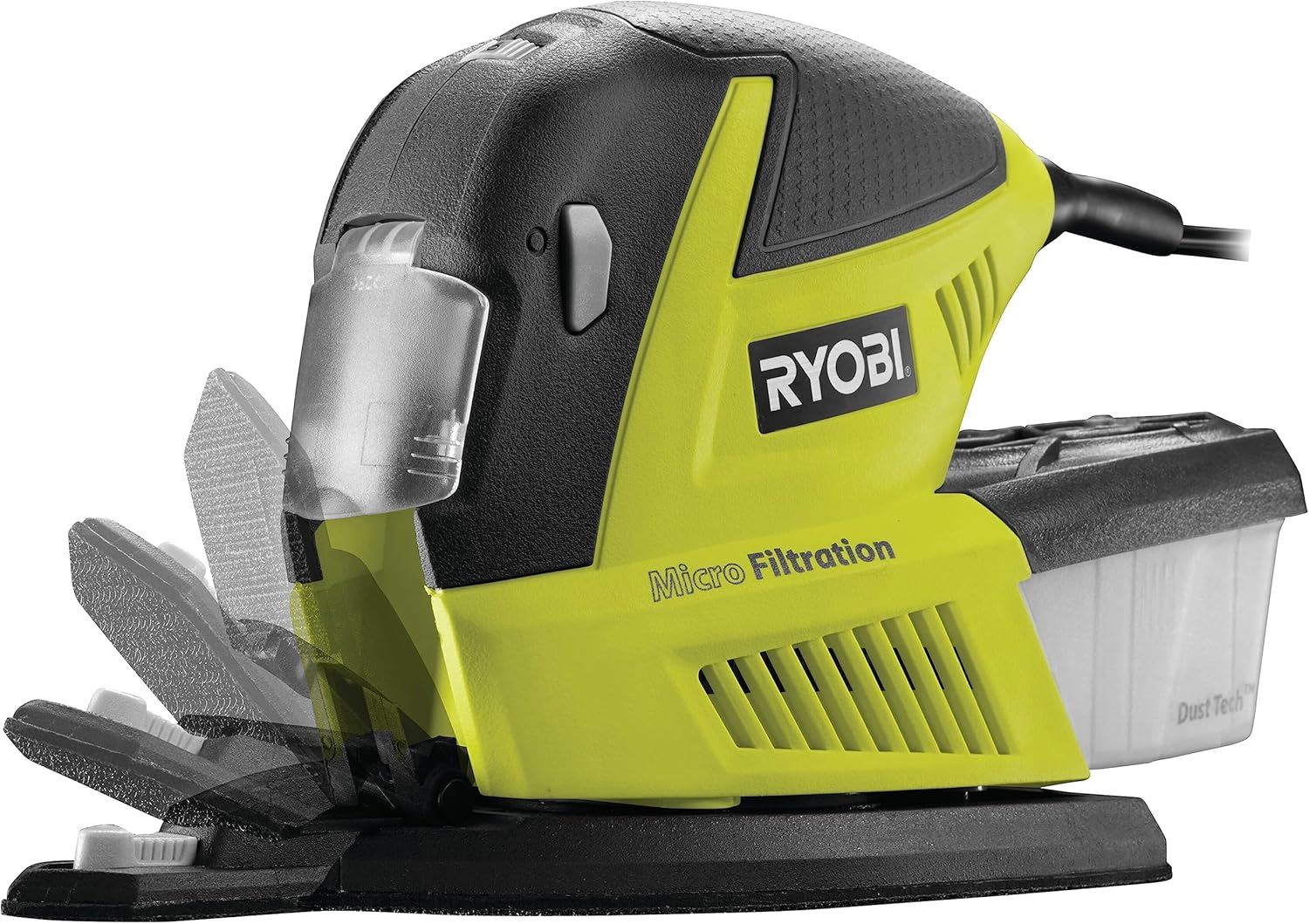 Detalle de Ryobi Levigatrice Multifunzione a Filo 180W (12.000 osc./min) con Piatto Intercambiabile Delta, Orbitale e Detail, 30 Accessori – RMS180-SA30