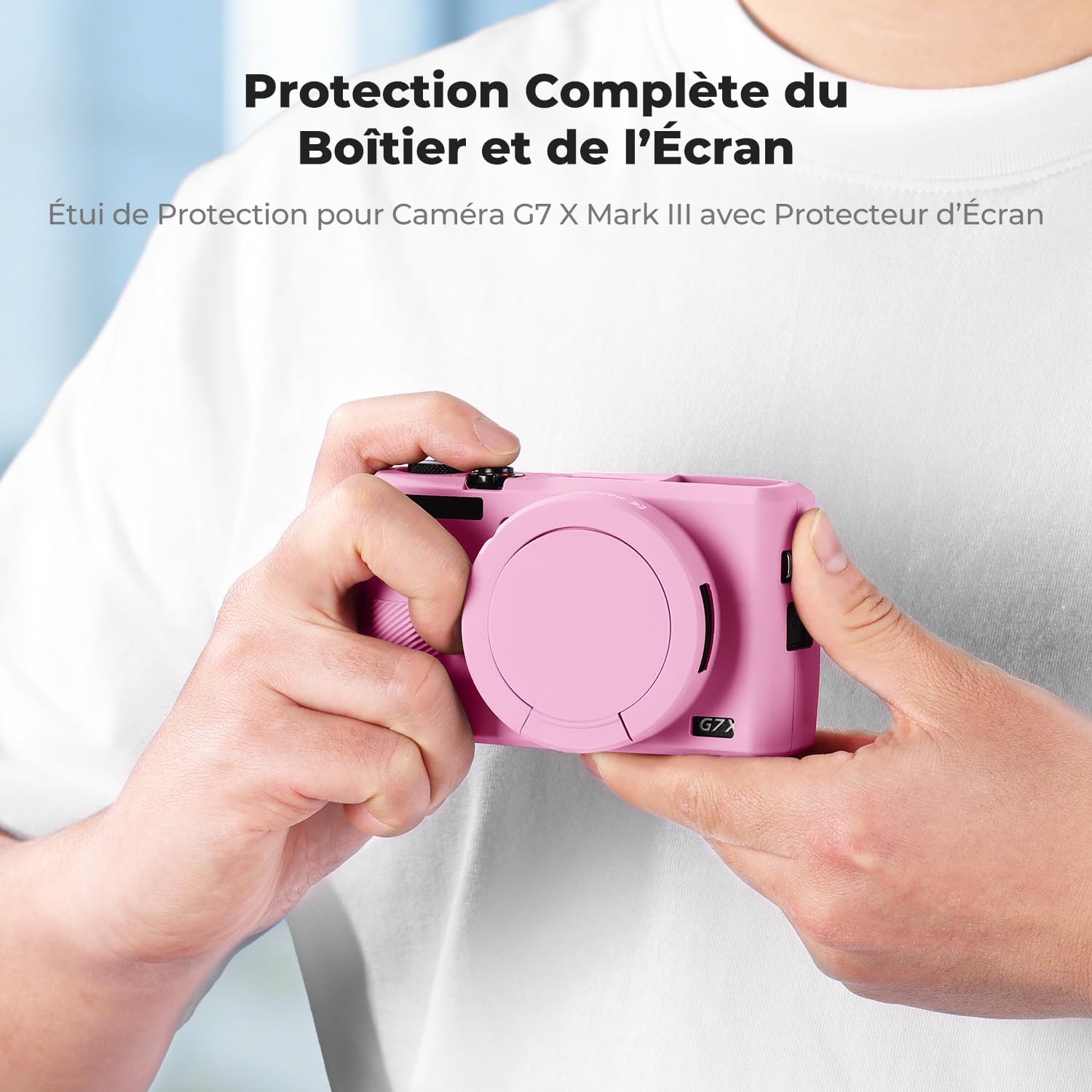 Detalle 2 de K&F CONCEPT Coque de Protection en Silicone pour Canon PowerShot G7X Mark III / G7X3 – Rose