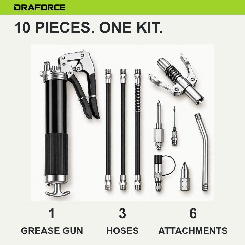 Detalle 2 de Draforce HYQ400 Manual Grease Gun Kit, 8000 PSI, 400cc, 10-Piece