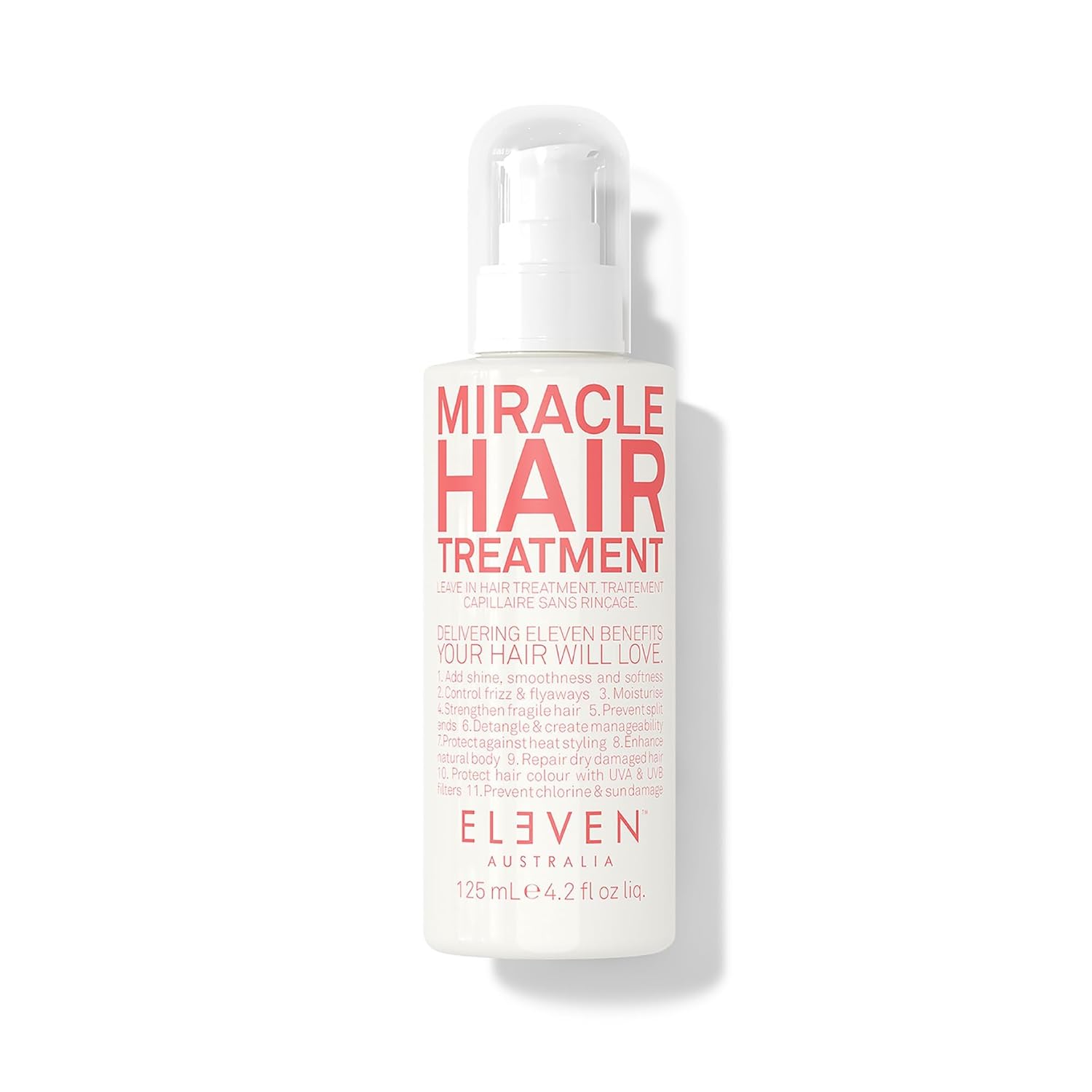 Detalle de ELEVEN AUSTRALIA Miracle Hair Treatment – Leave-In für trockenes Haar, Hitzeschutz & Glättung (125 ml)