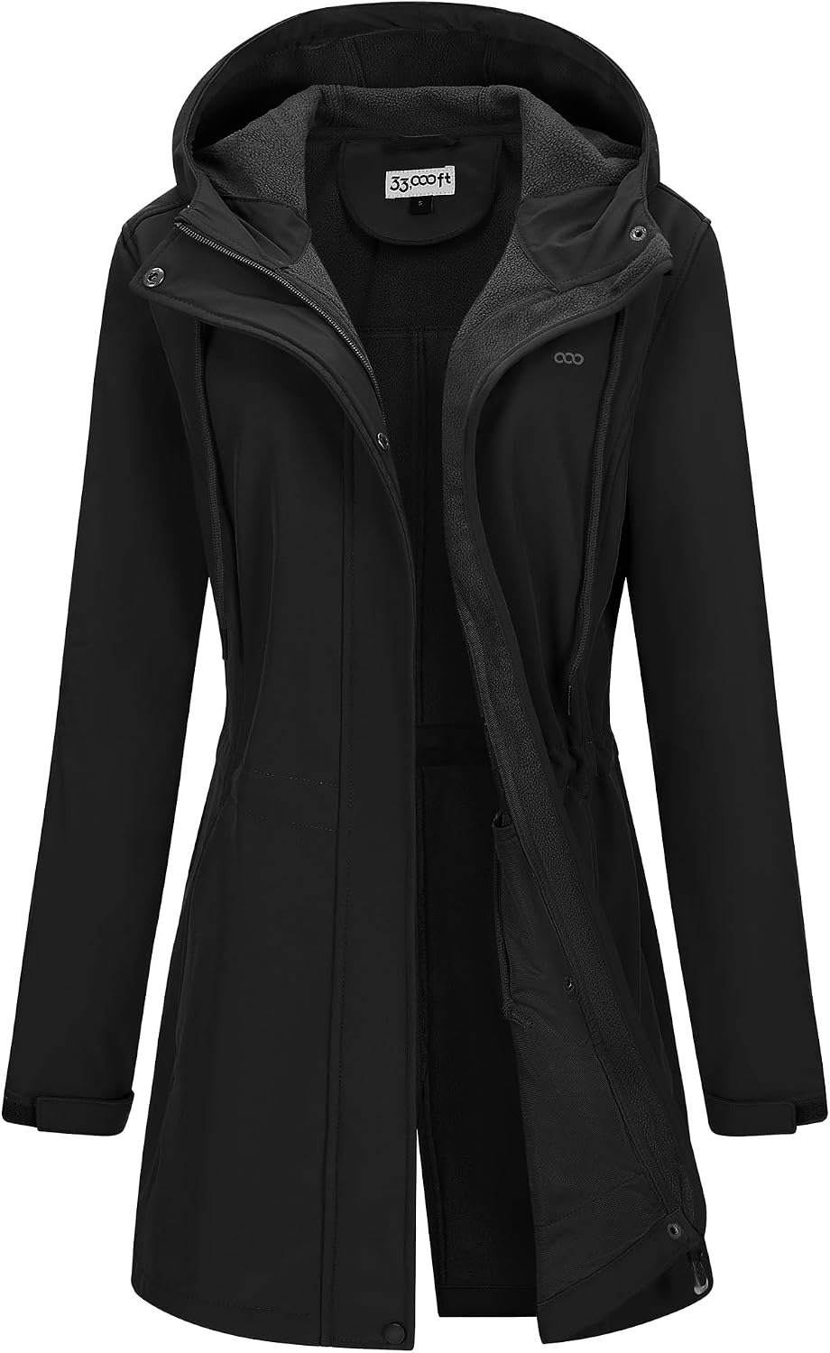 Detalle de 33,000ft 3JL012A Women's Long Softshell Jacket with Hood, Fleece Lining