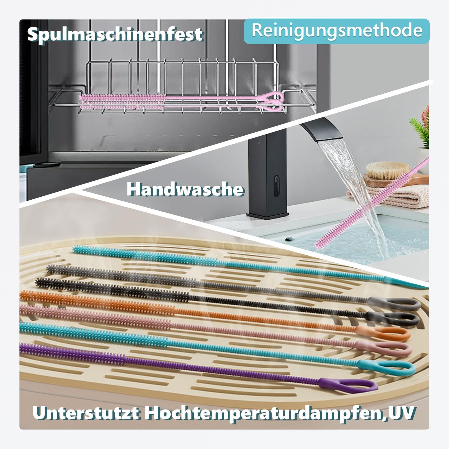 Thumbnail 4 de Silikon Strohhalm Bürste 2er Set Rosa