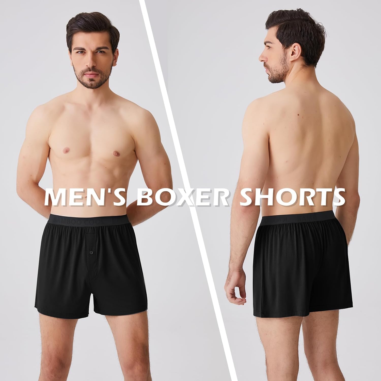 Detalle de BAMBOO COOL Bamboo Viscose Boxer Shorts for Men (Soft, Breathable Knit) — 3 or 5 Pack