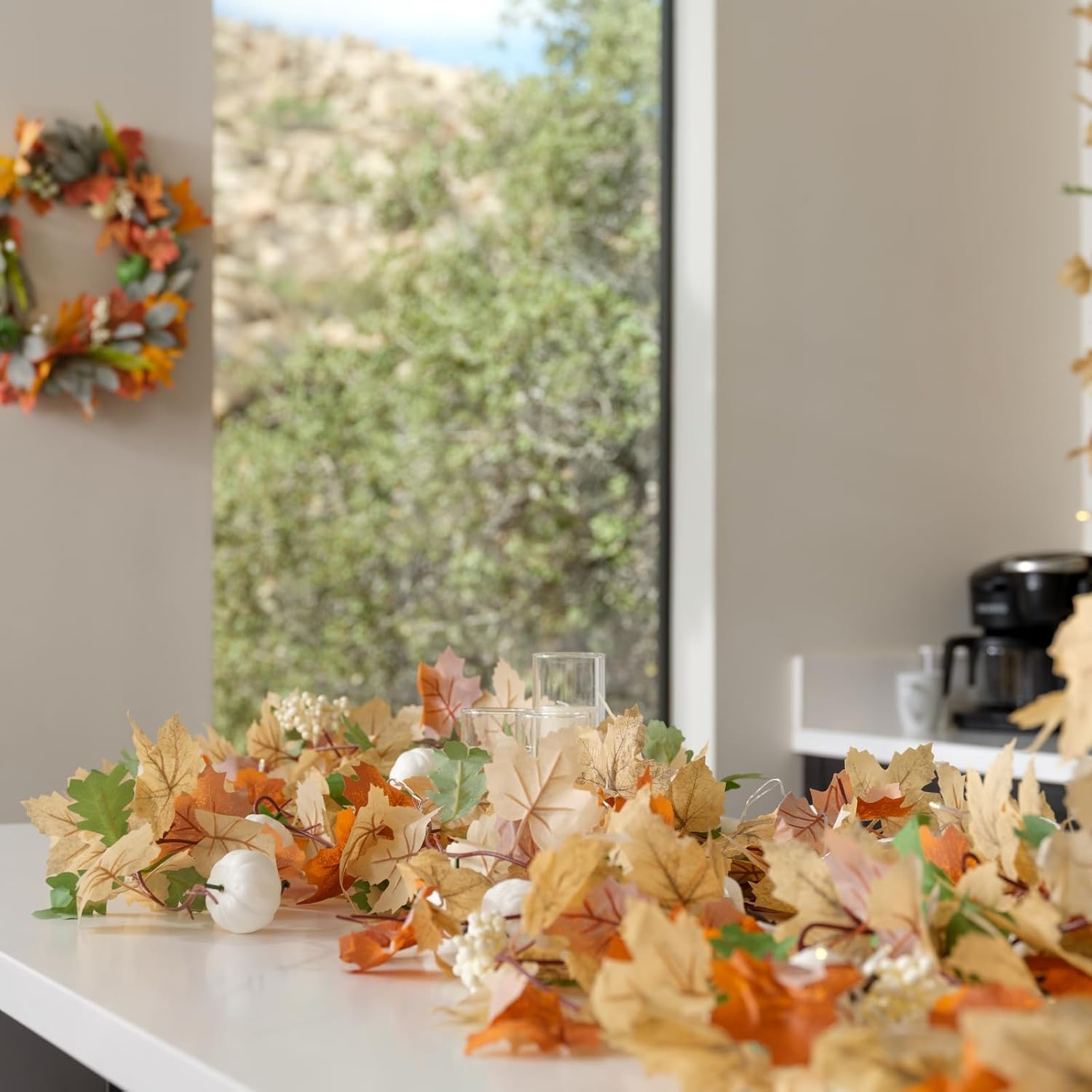 Thumbnail 4 de CQURE 16-Pack Fall Leaf Garland, 94.4 Ft Silk Maple Leaves