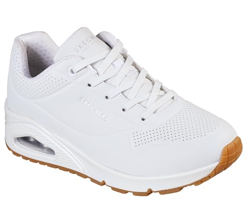 Detalle de Skechers Femme Uno-Stand on Air Basket White Durabuck/Mesh (39 EU Large) – Confort et allure décontractée