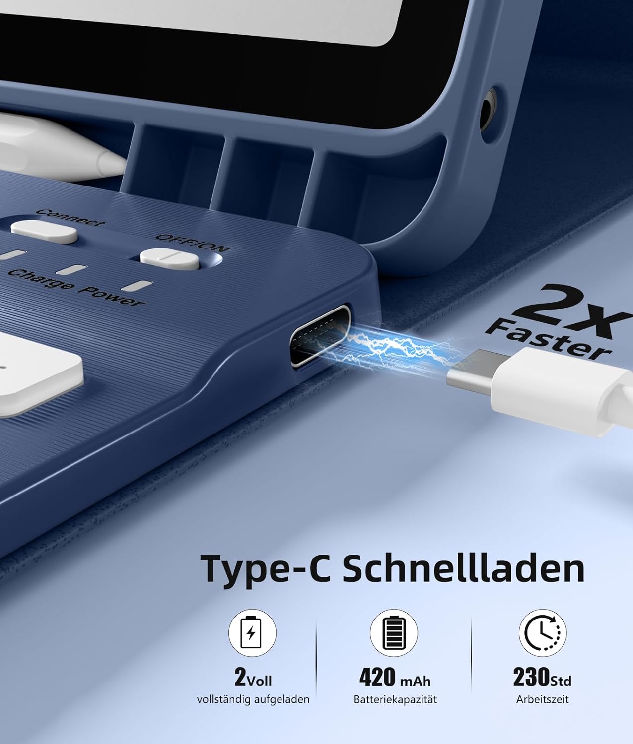 Thumbnail 4 de Vobafe Hülle mit Tastatur für Samsung Galaxy Tab A11+ Plus 11 Zoll (2025) / Tab A9+ Plus (2023) – 7 Farben, beleuchtete Tastatur, Abnehmbare Tastatur