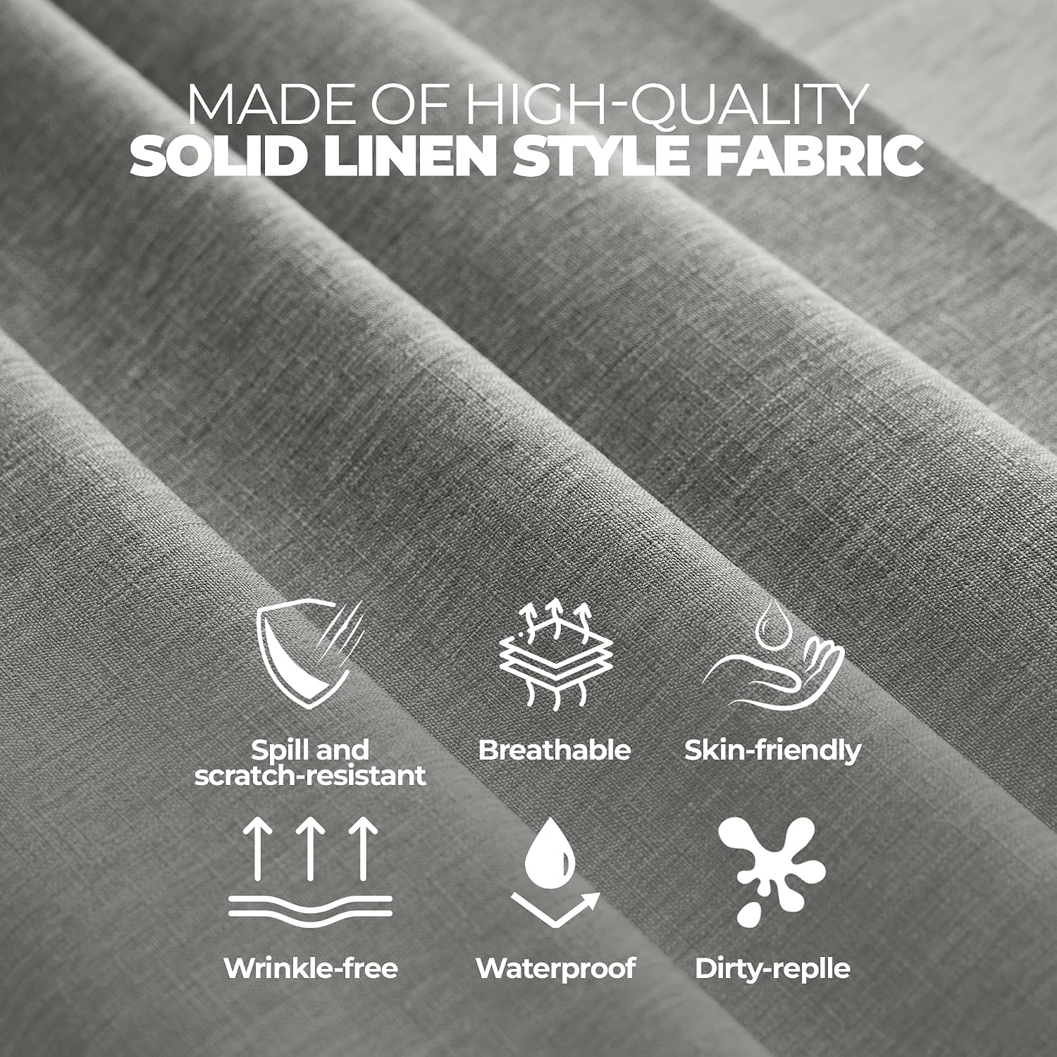 Detalle de Decorelia Faux Linen Tablecloth 144 x 60 Inches
