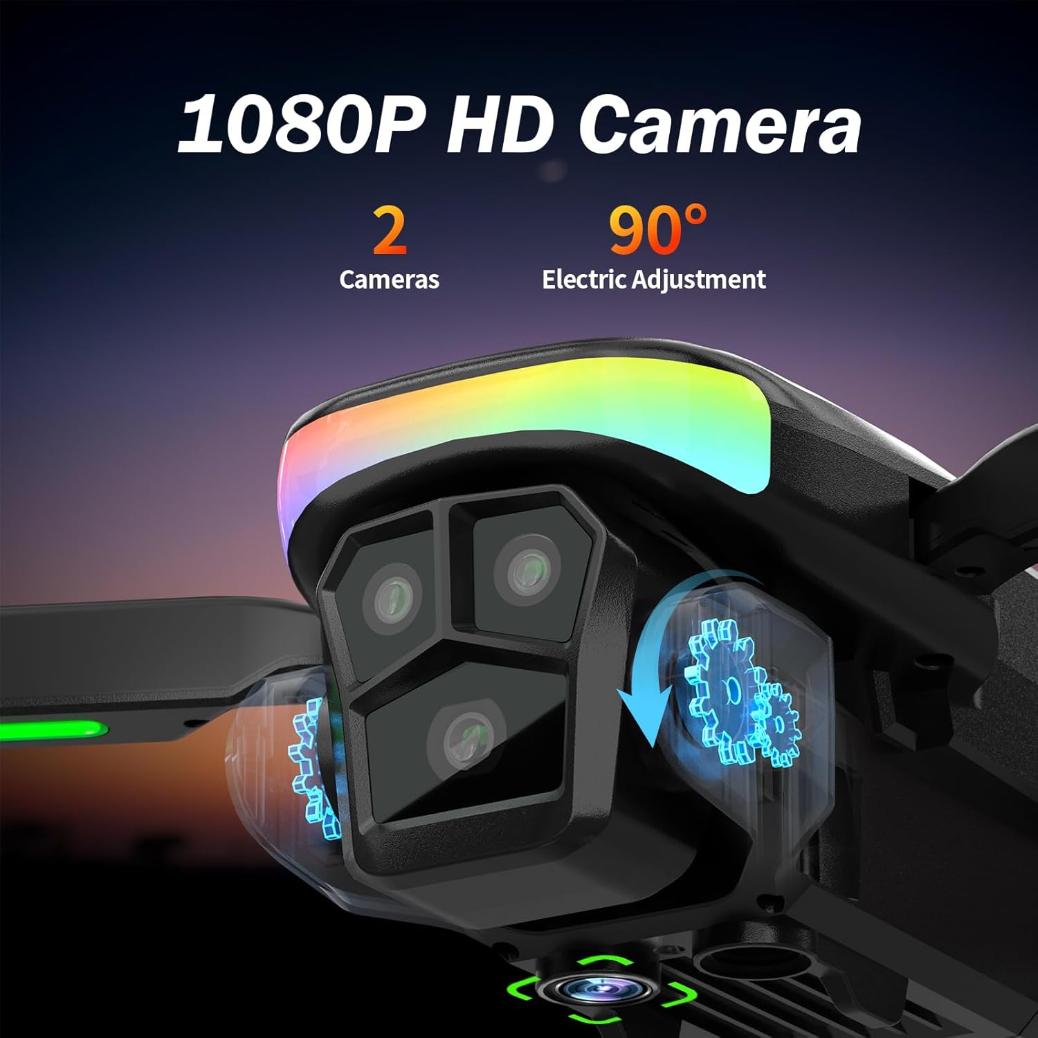 Detalle de Fakjank F417PRO Drone with Camera 1080P – Screen Controller, 90° Tilt Lens, LED Lights & Safe for Beginners