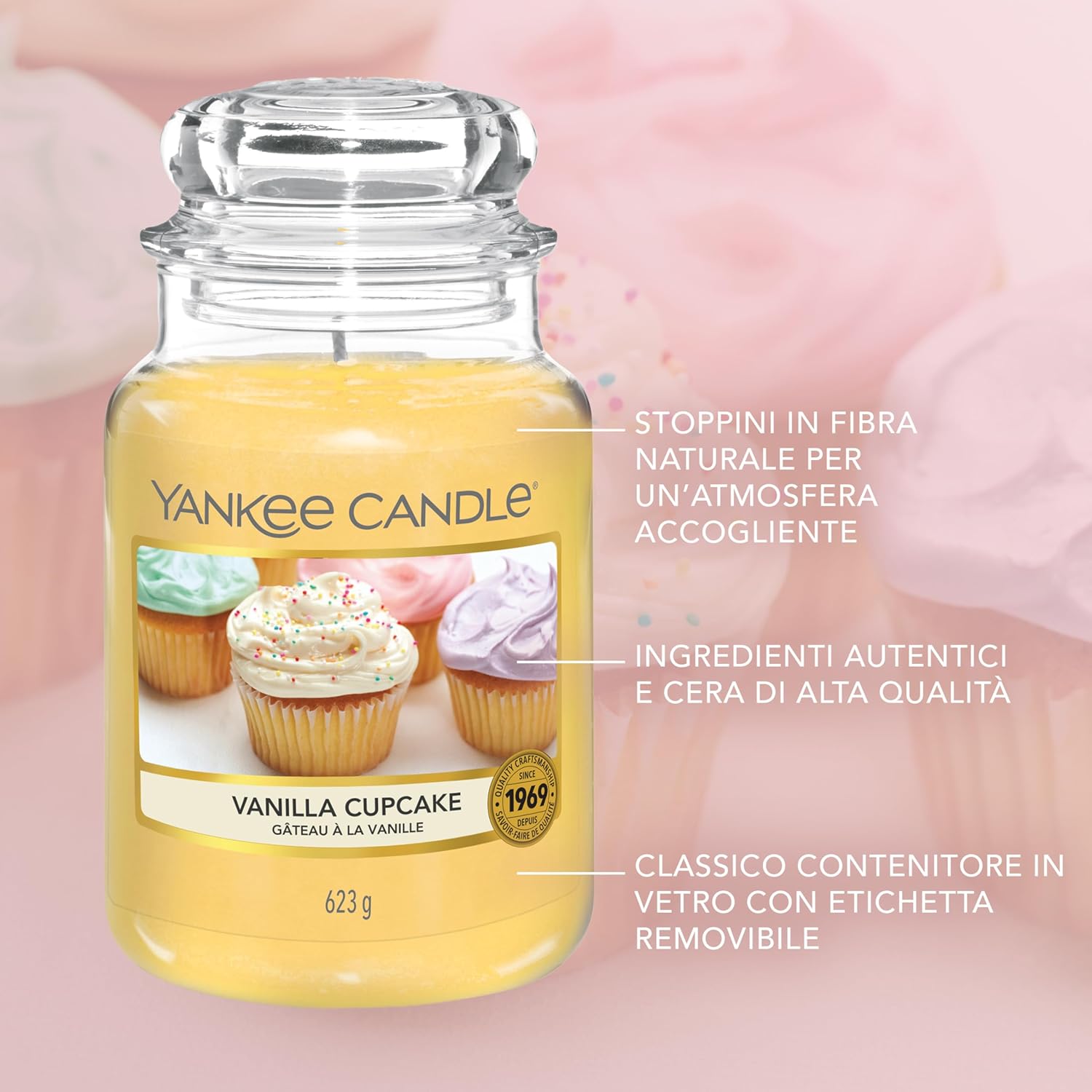 Detalle de Yankee Candle Candela profumata in giara grande Cupcake alla vaniglia