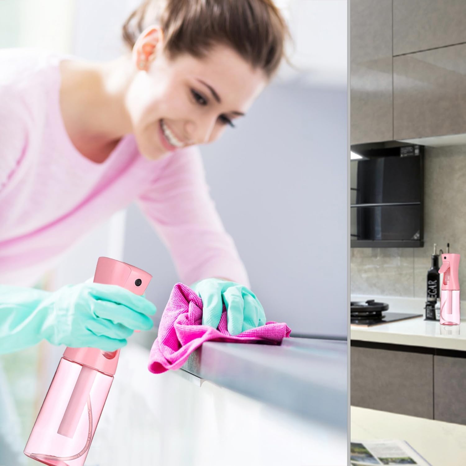 Detalle de 3 Pack Spray Bottles with 2-Pack Continuous Mist and Travel Bottle — Pink