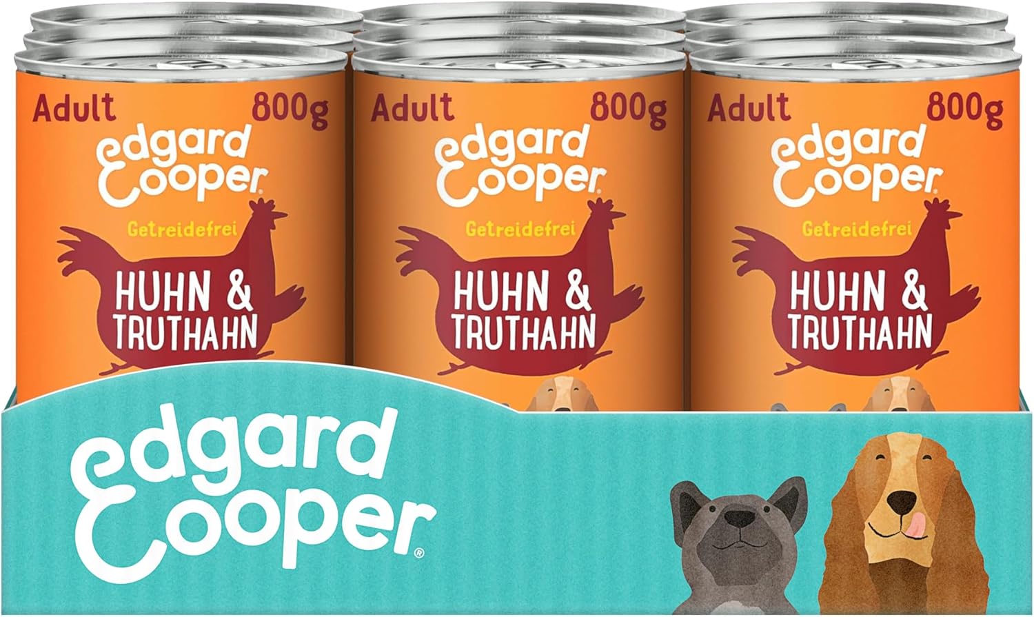 Detalle de Edgard Cooper Nassfutter für Hunde – Huhn & Truthahn, grain-free, 800 g × 6 (Getreidefrei)
