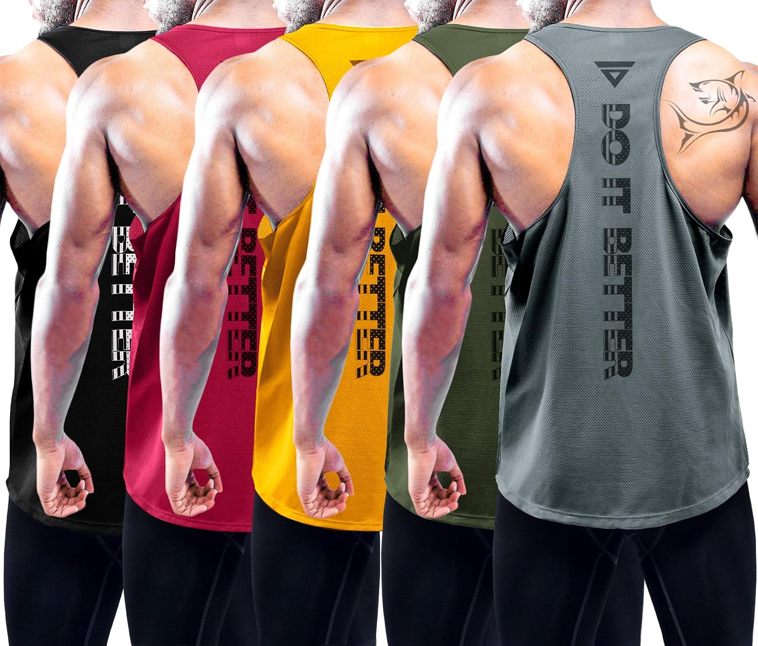 Detalle de Boyzn Men's Y-Back Dry-Fit Tank Tops (1 or 3 Pack) – Breathable Mesh Gym Vest