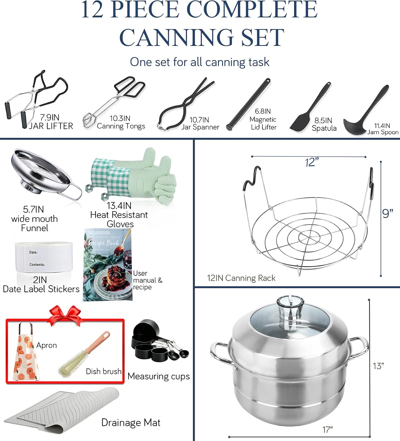 Detalle de Canning Pot-Canning Supplies Starter Kit: Stainless Steel Water Bath Canner with Rack