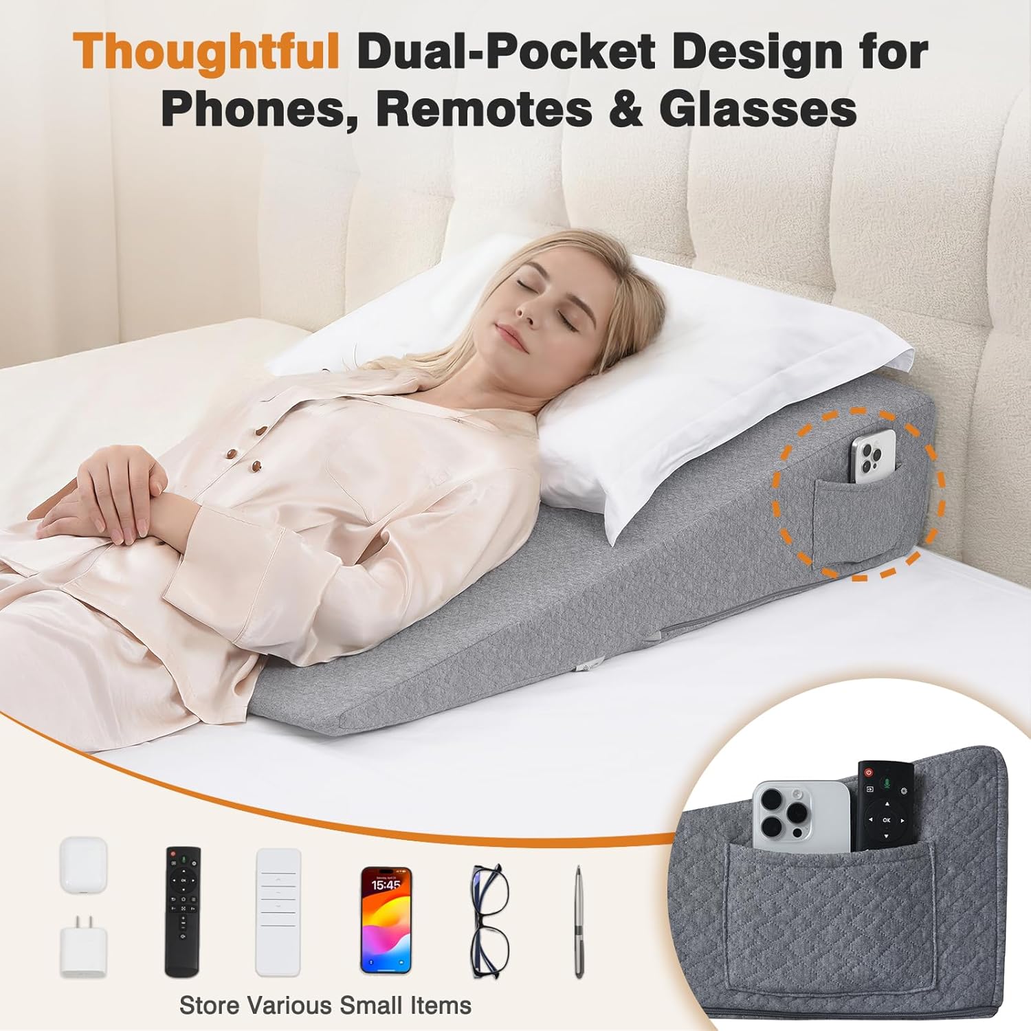Thumbnail 3 de Vekkia 34-Inch Extra-Long Wedge Pillow: Full Upper-Body Support for Back, Arms, and Comfort