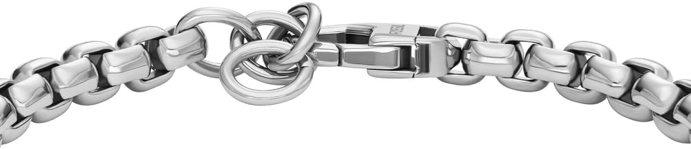 Thumbnail 3 de Bracelet pour homme Fossil en acier inoxydable argenté avec fermoir en forme de homard