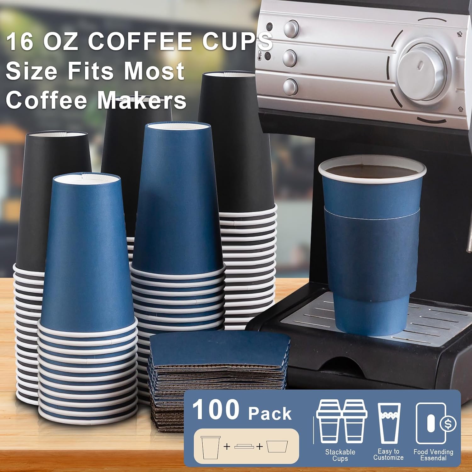 Thumbnail 4 de SIUQ 100-Pack 16 oz Disposable Coffee Cups ⚡
