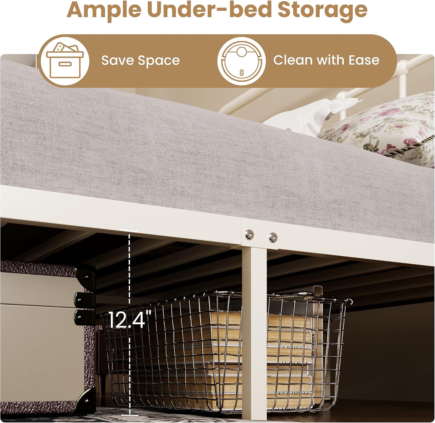 Thumbnail 6 de SHA CERLIN Metal Bed Frame, Full Size