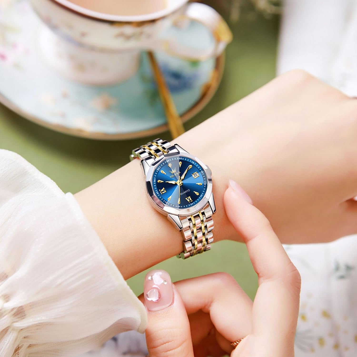 Thumbnail 2 de OLEVS Montre à Quartz pour Femme – Cadran Diamant, Bracelet Acier Inoxydable, Étanche et Lumineuse