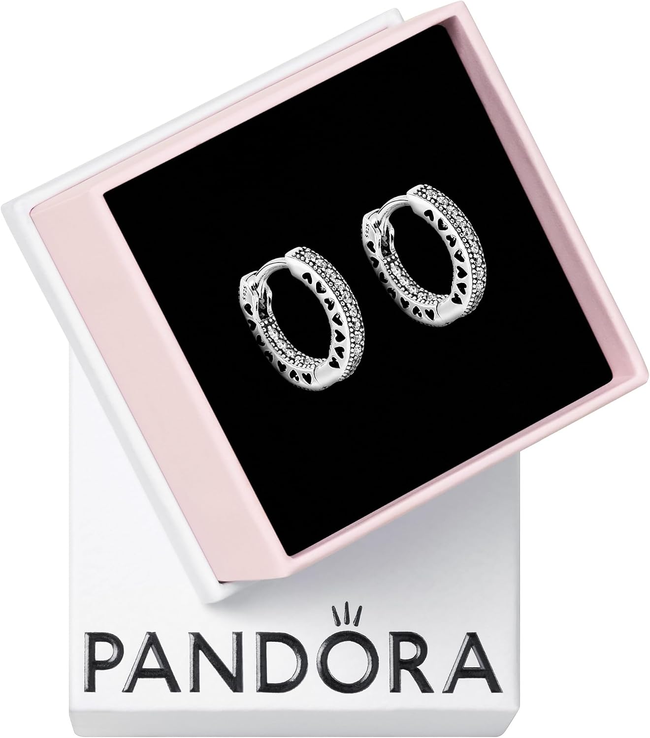 Detalle de PANDORA Creolen Unendliche Herzen Kreolen – Silber mit Zirkonia, Modell 296317CZ