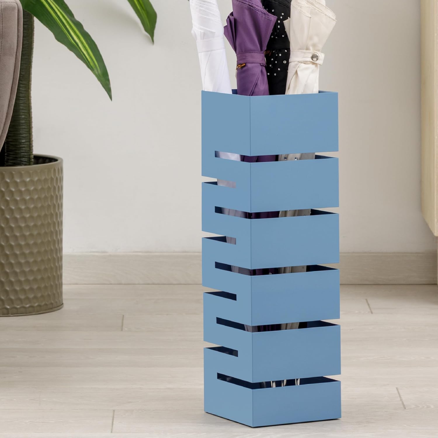 Thumbnail 6 de Baroni Home Portaombrelli Design Moderno in Metallo Blu 15,5x15,5x49 cm