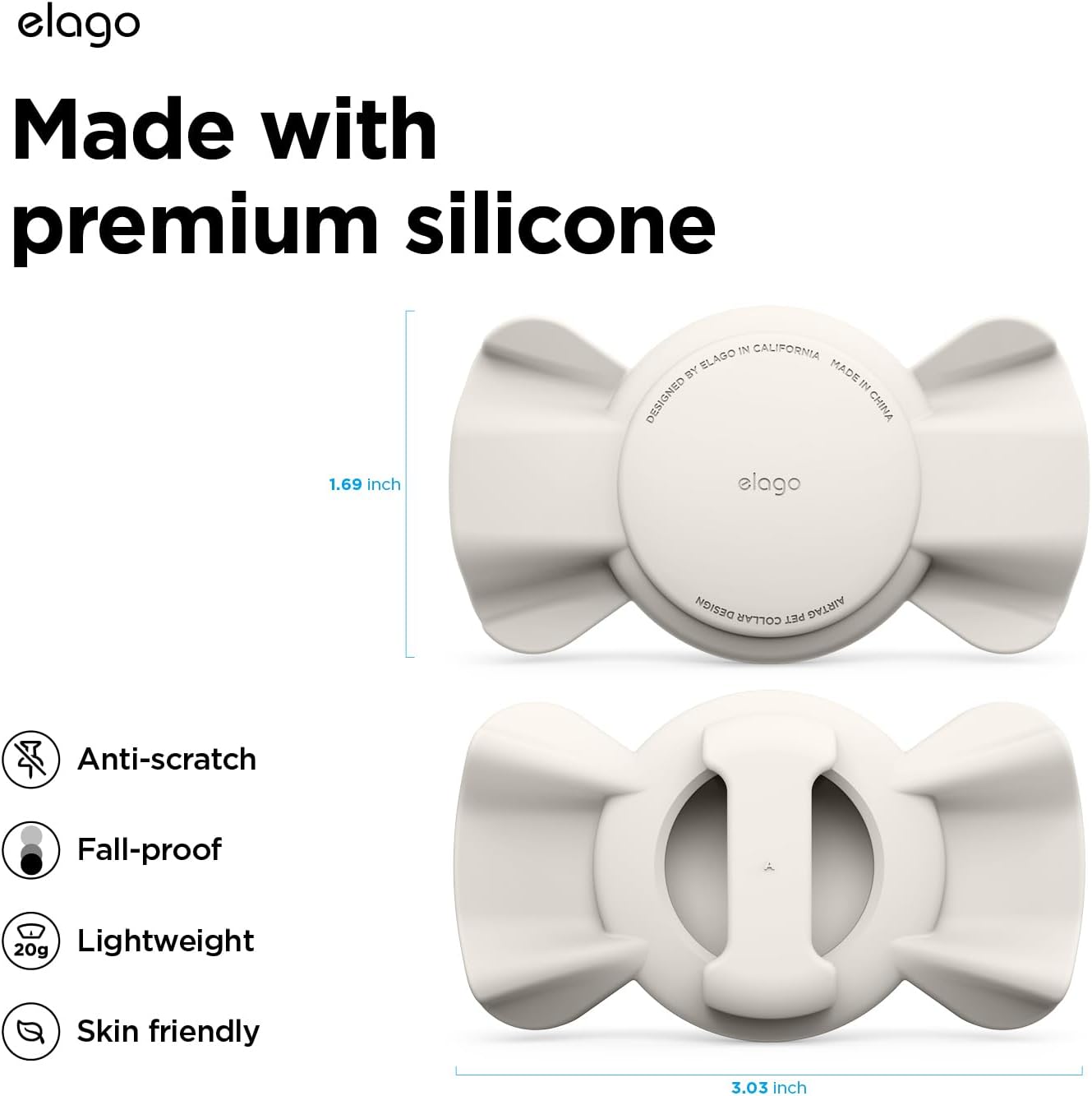 Thumbnail 1 de Coque ruban elago pour collier avec boucle pour Apple AirTag (compatible 2e & 1re génération) – Pierre (dispositif de suivi non inclus)