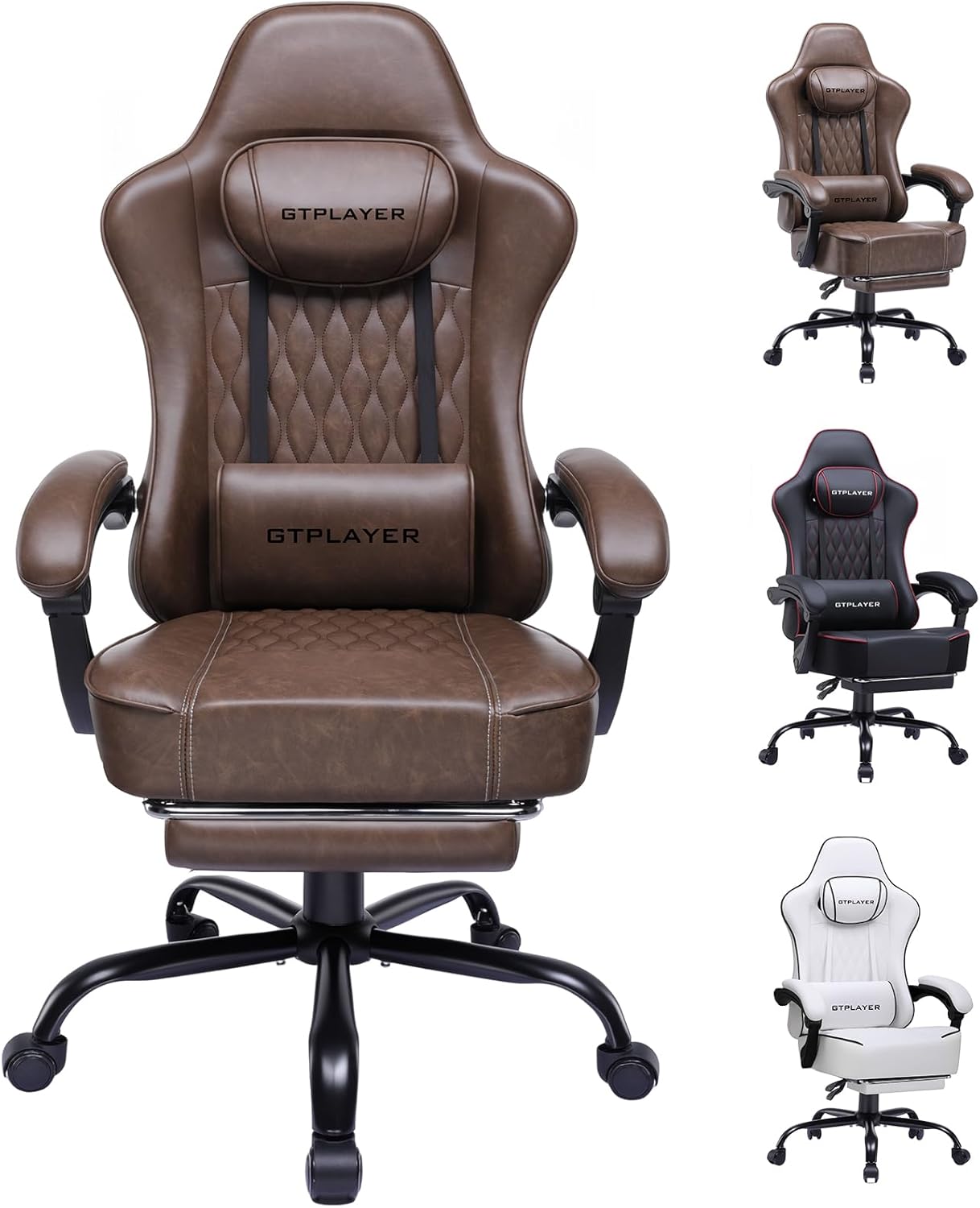 Detalle de GTPLAYER Gaming Stuhl – Ergonomischer Bürostuhl mit hohem Sitzpolster und Synchronmechanik