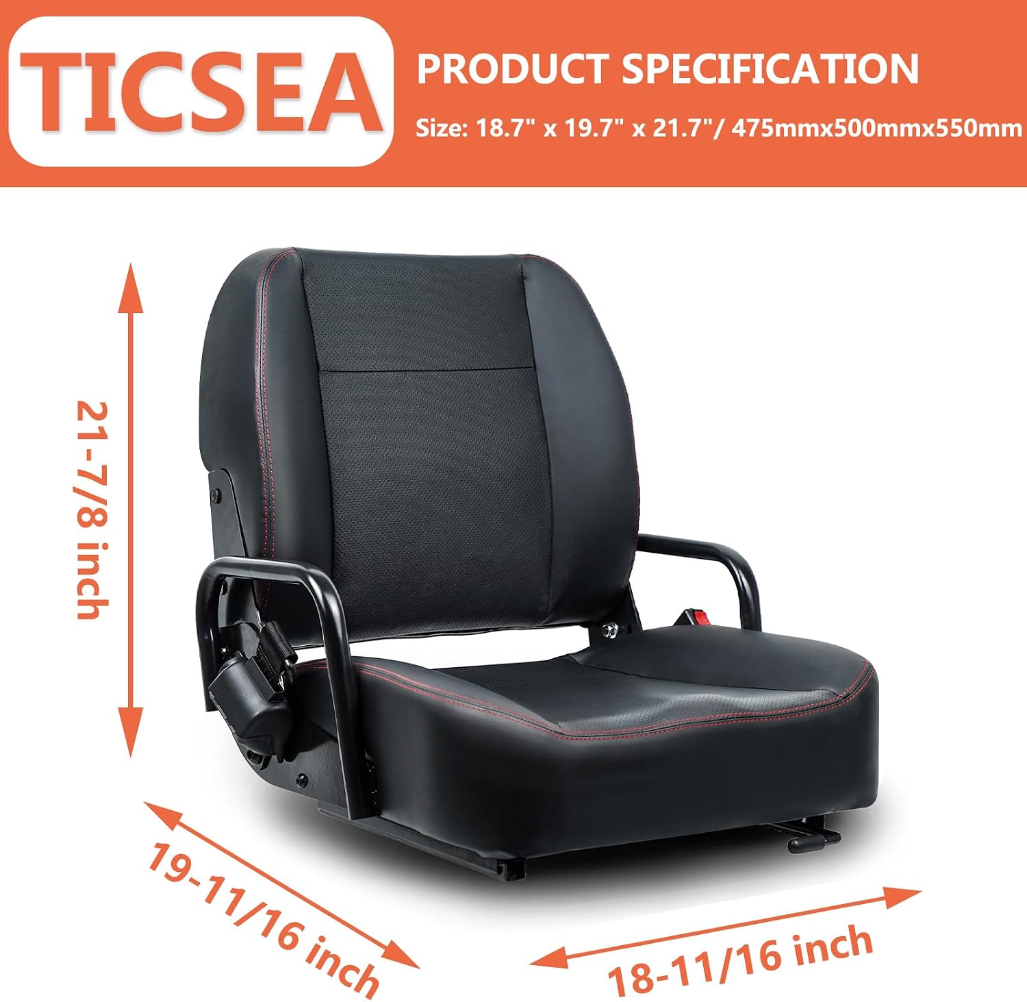 Detalle 2 de TICSEA Universal Forklift Seat 120°