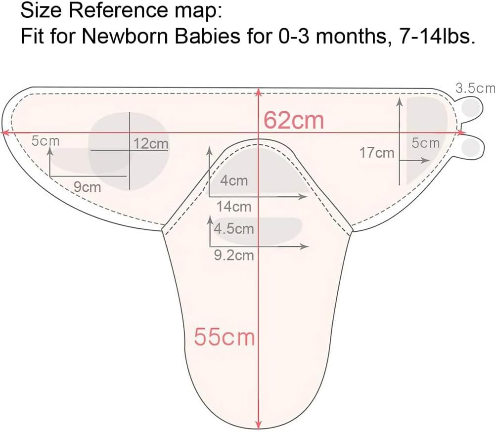 Thumbnail 1 de Vicloon Pucksack Baby (2er Pack) aus 100% Bio-Baumwolle – verstellbare Wickel-Decke für Neugeborene 0–3 Monate, Rosa
