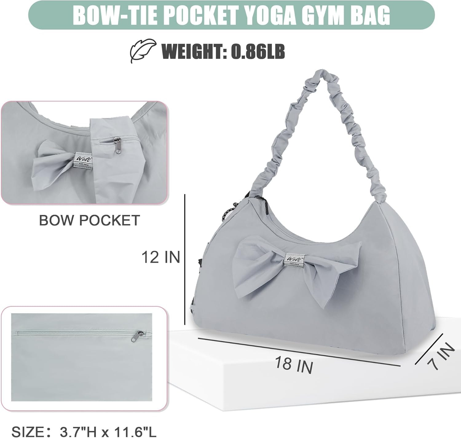 Detalle de Gym Bag Womens with Shoe Compartment and Yoga Mat Bag (46 x 18 x 30 cm) – Water-Resistant, Wet Pocket, Bottle Holder