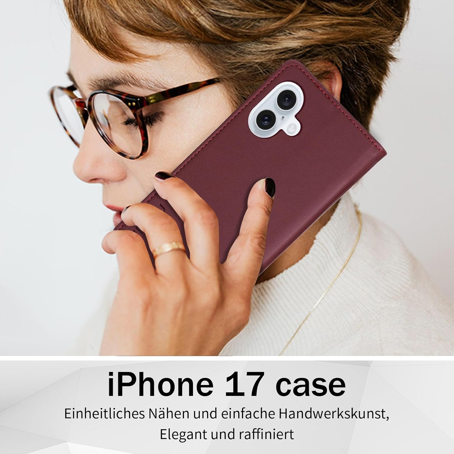 Thumbnail 6 de Migexxkj Handyhülle für 17 – Klapphülle mit Kartenfach, RFID-Schutz und Ständer aus Premium PU Leder (Rot)