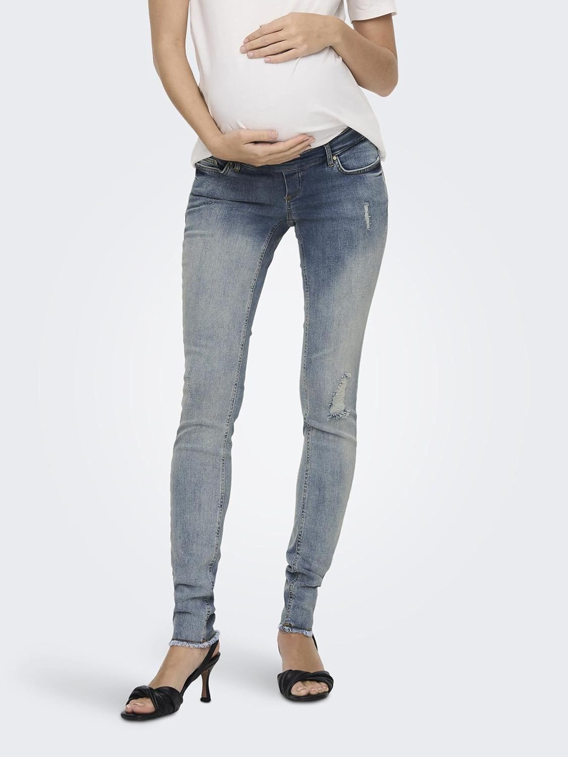 Detalle de JACK & JONES Olmblush Mid SK Ank Raw DNM – Jeans Donna