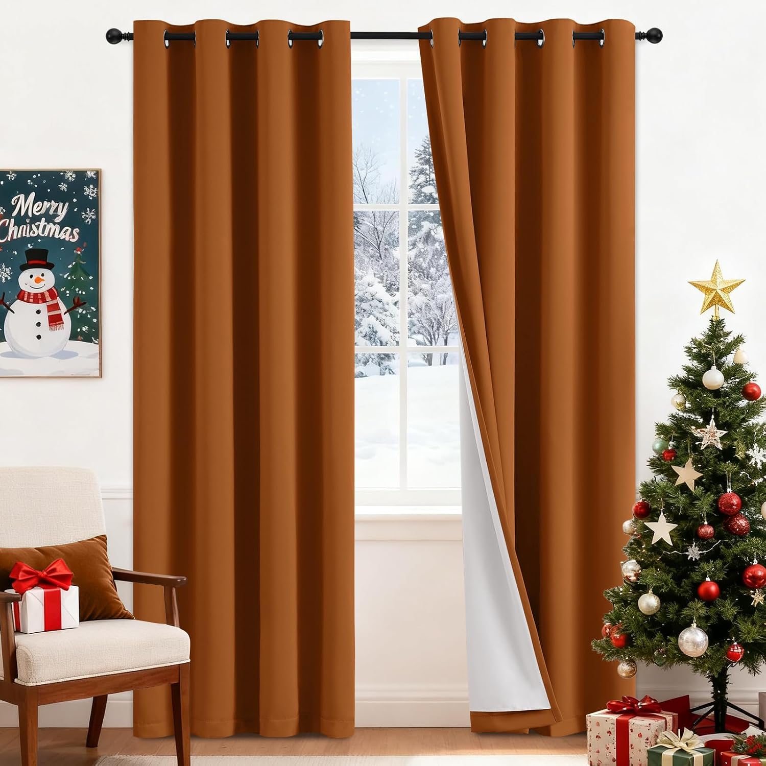 Detalle de Yakamok Room Darkening 100% Blackout Curtains (Set of 2) 52" x 84" with Grommets
