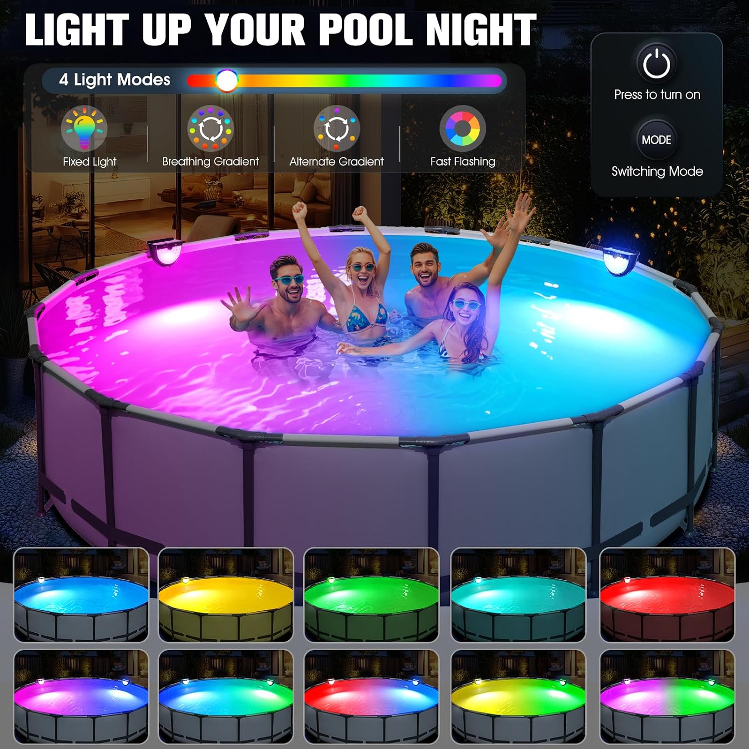 Thumbnail 2 de PoolLeader 2026 Luces Piscina Solares: Iluminación LED multicolor para piscinas elevadas
