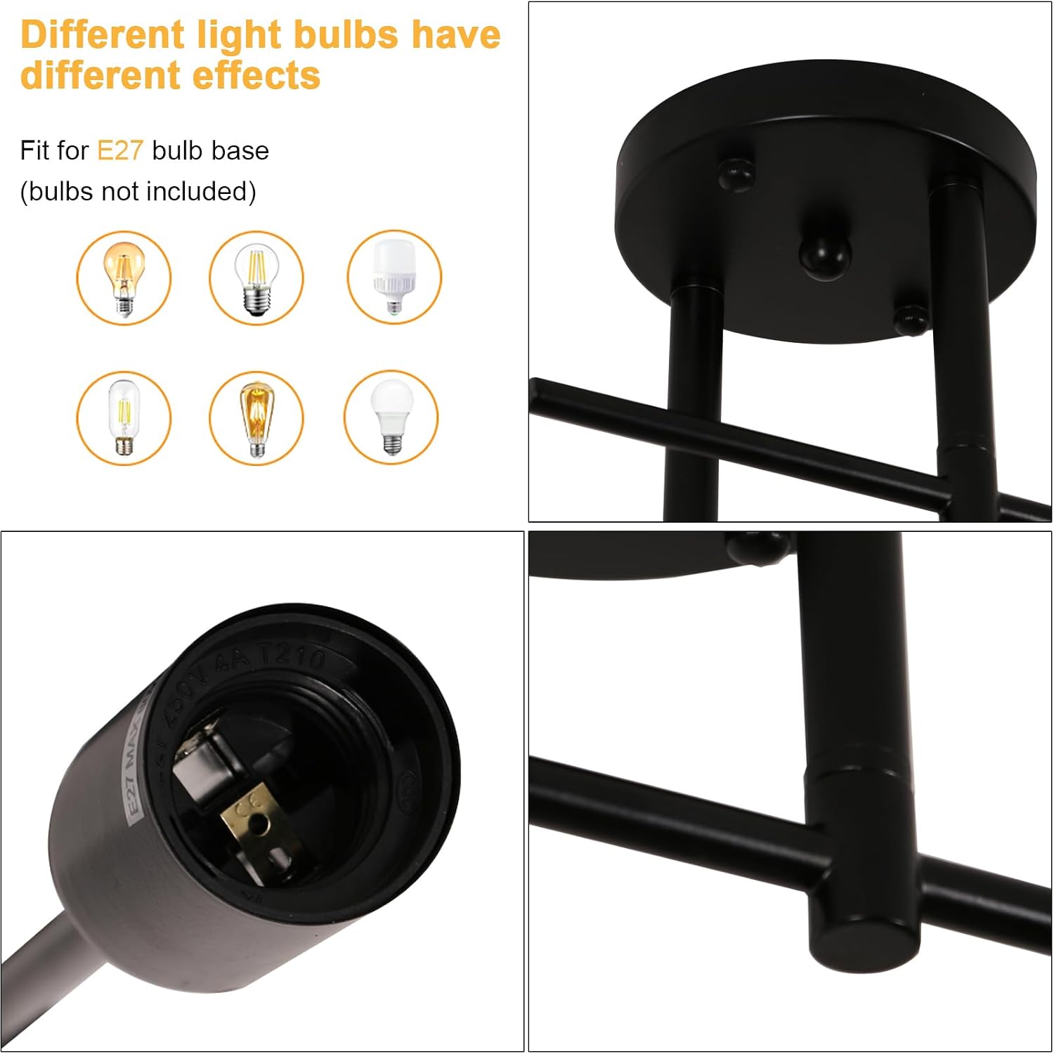 Thumbnail 3 de Riserva RVDE-41 industriële plafondlamp met 2 E27-fittingen, zwart metaal