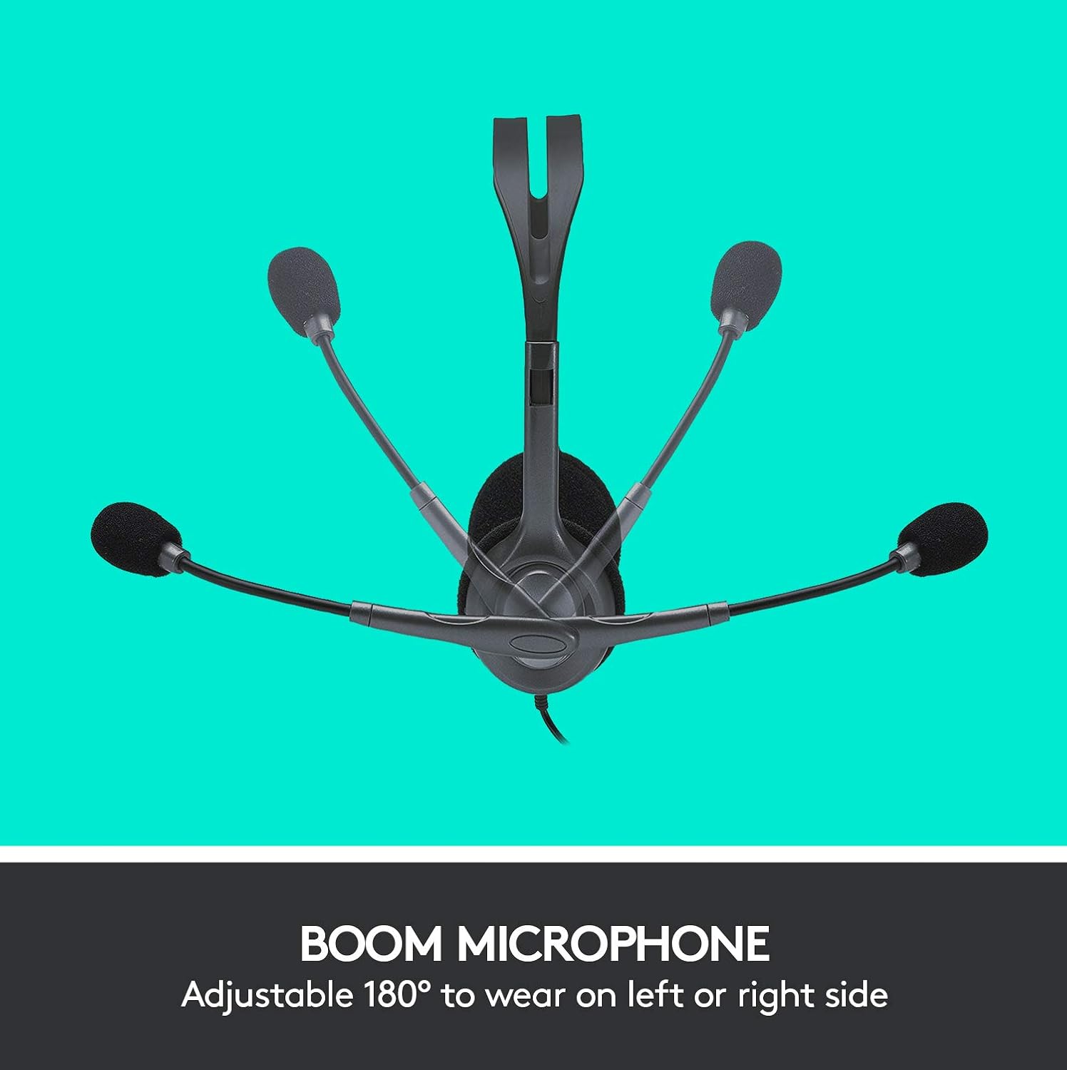 Detalle de Logitech H111 Kopfhörer mit Mikrofon – Stereo-Headset mit verstellbarem Mikrofon und Dualanschluss (Schwarz)
