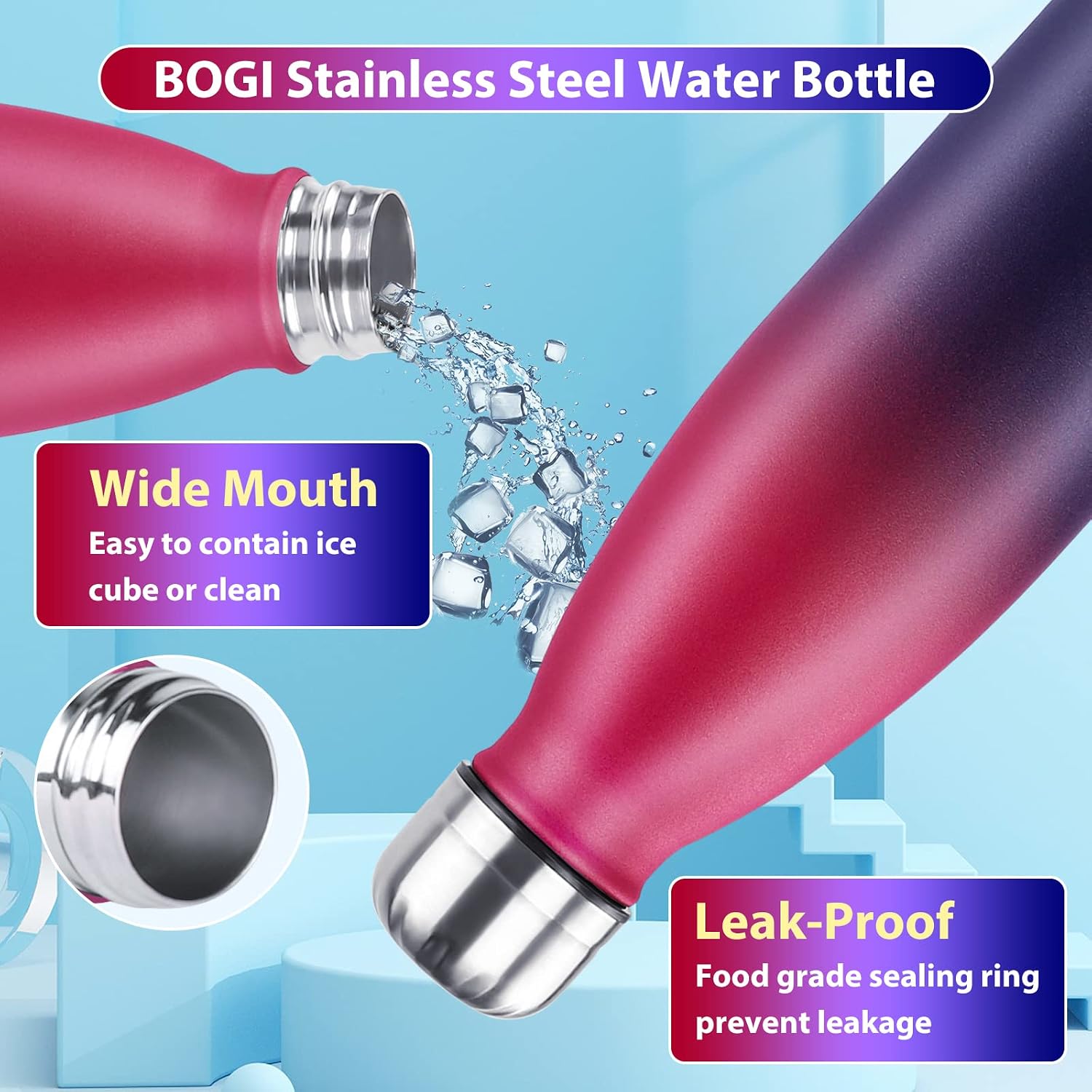 Thumbnail 4 de BOGI 2 Pack Insulated Water Bottle 750ml