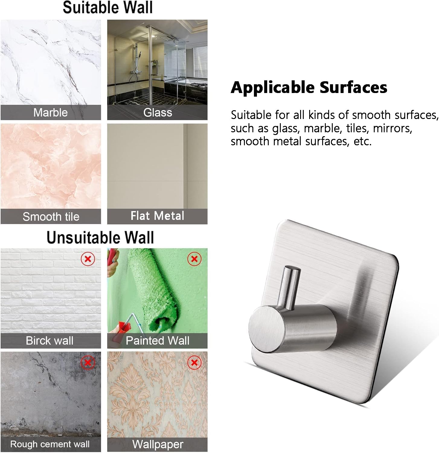 Thumbnail 4 de Aikzik Self Adhesive Hooks 8kg pack of 4 🪝