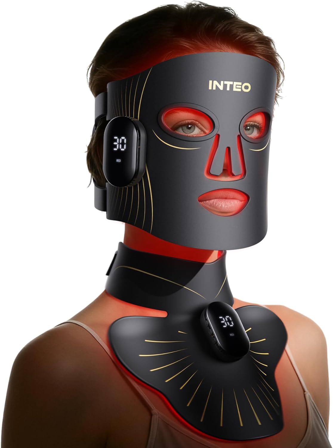 Detalle de Red Light Therapy for Face and Neck: 4 Modes Cordless Mask with 680 Beads