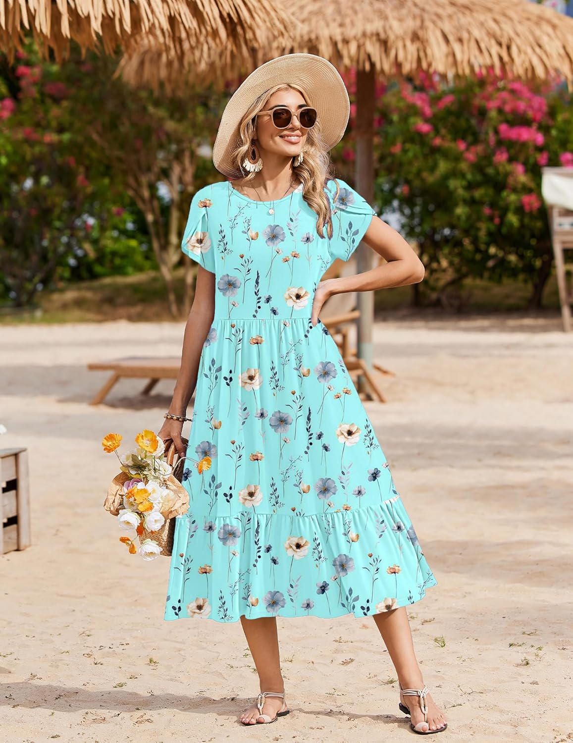 Thumbnail 4 de Zeagoo Women Summer Midi A-Line Dress with Pockets — Flowy Tiered Beach Sundress (2026 Vacation Ready)