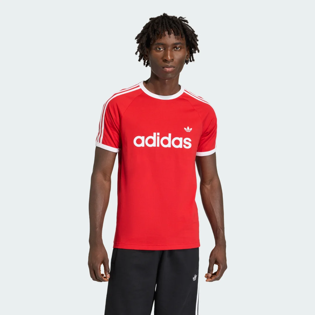 Detalle de Camiseta 3-Stripes Slim Ringer de Adidas — Rojo
