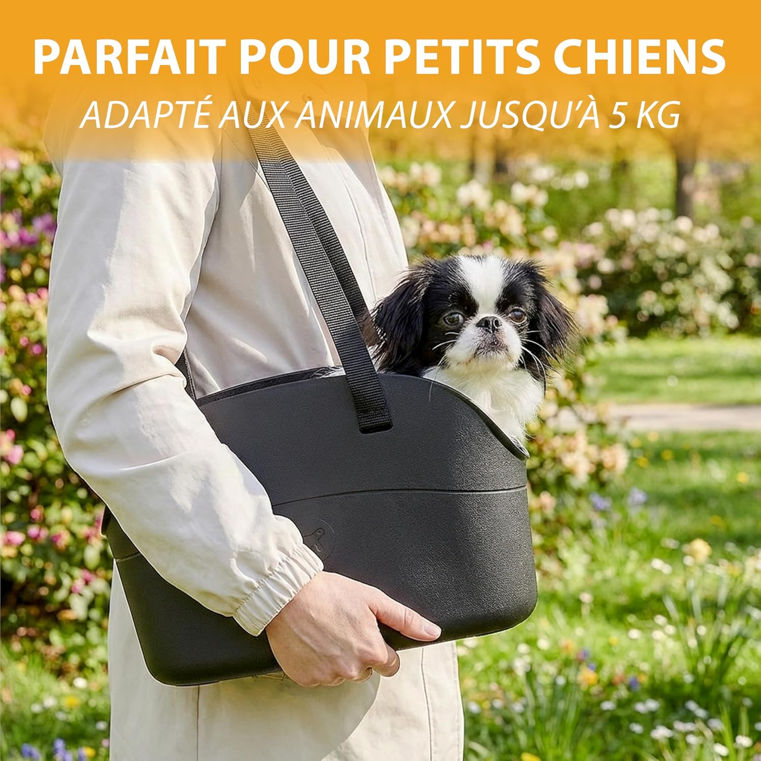 Detalle de Ferplast sac de transport pour chien/chat jusqu’à 5 kg en plastique caoutchouté imperméable et lavable (35 x 14 x 22 cm) – Noir