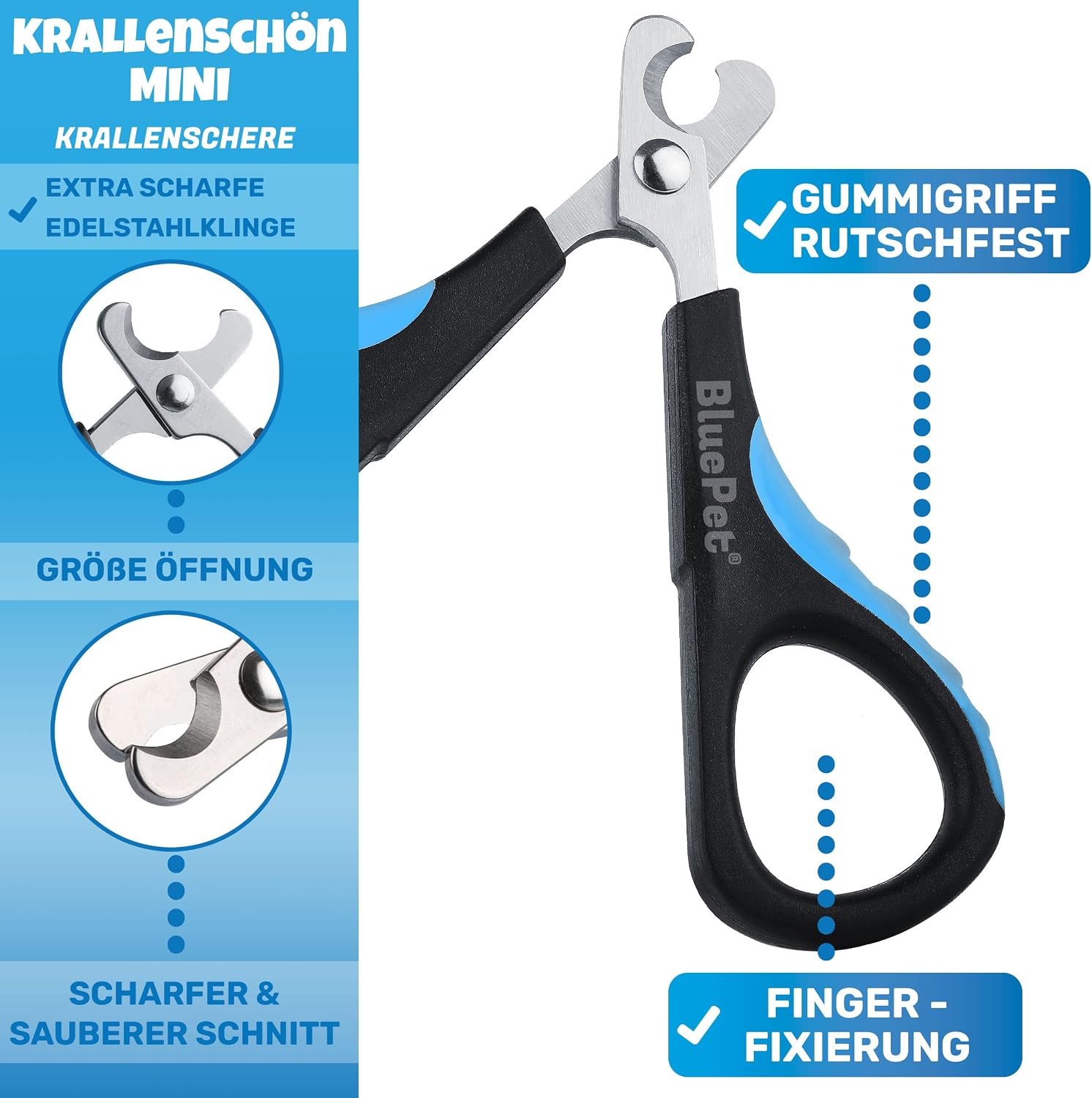 Detalle de BluePet Mini-Krallenschere: Präzise, schonend und einfach für Katzen, Hunde, Kaninchen & Welpen