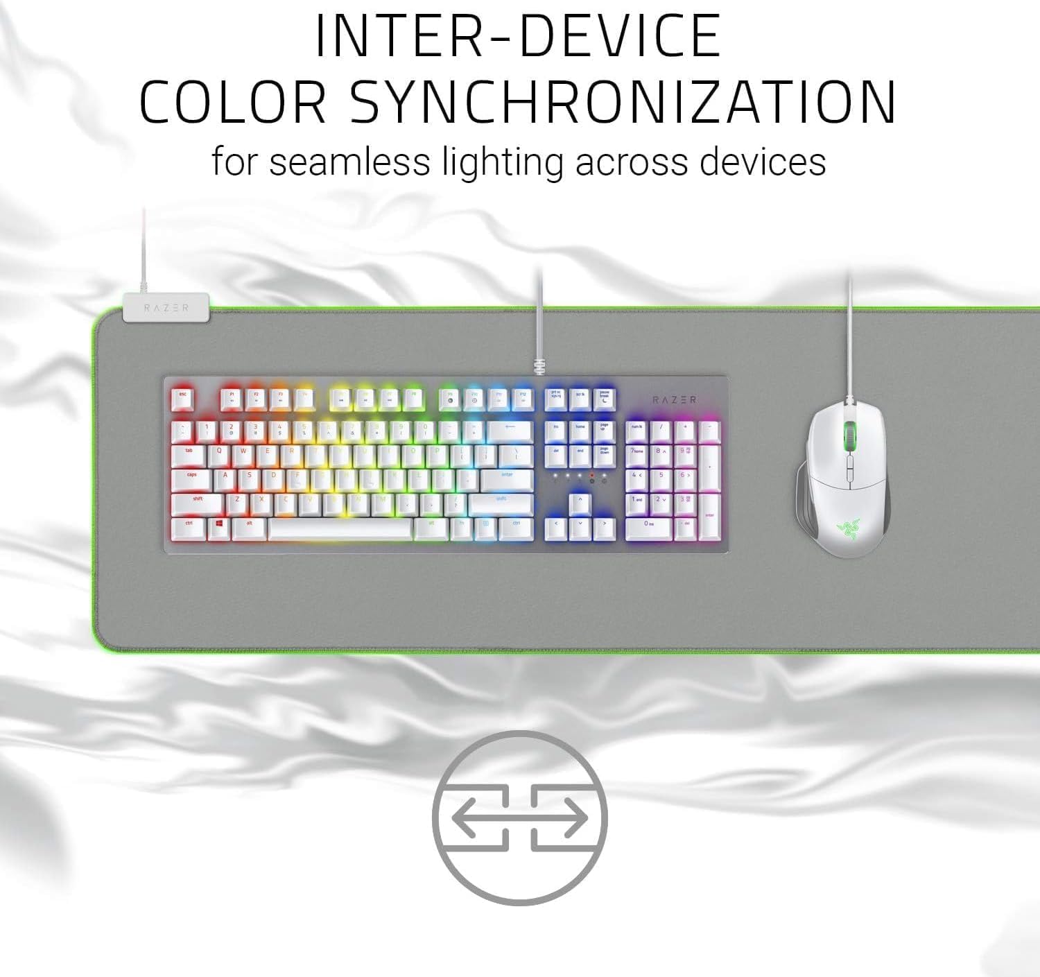 Detalle de Razer Goliathus Extended Chroma (Mercury) : tapis de souris gaming XXL avec RGB Chroma