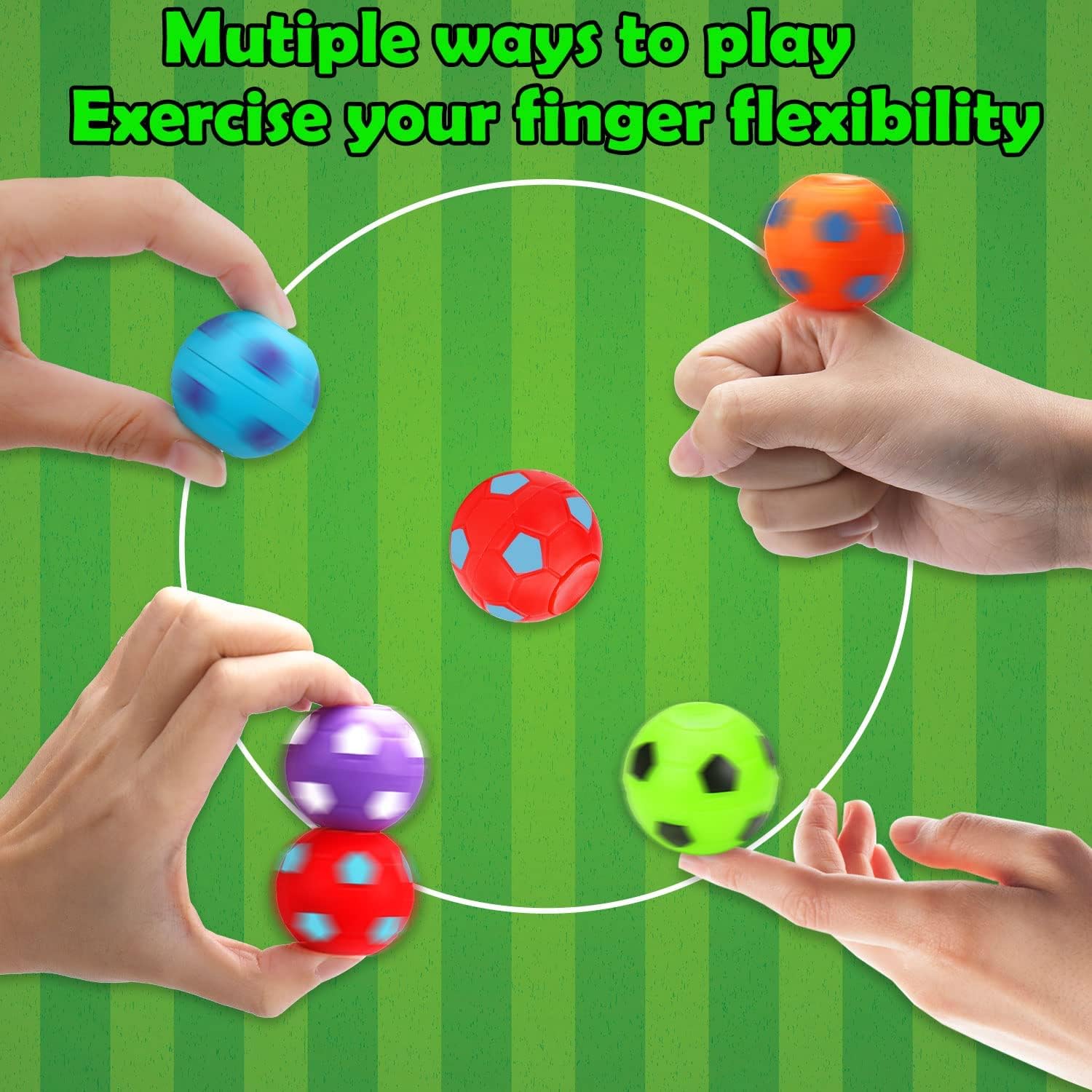 Detalle 2 de Thremhoo Mini Soccer Fidget Spinner Toys, 40-Pack Multicolour Plastic