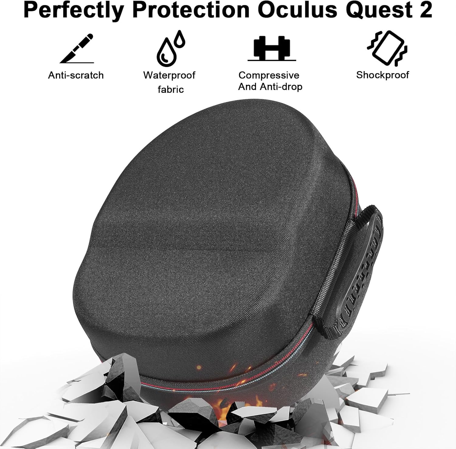Detalle de Bjids hard carrying case for Meta Quest 3/Quest 2 accessories (EVA + waterproof Oxford) with lens cloth