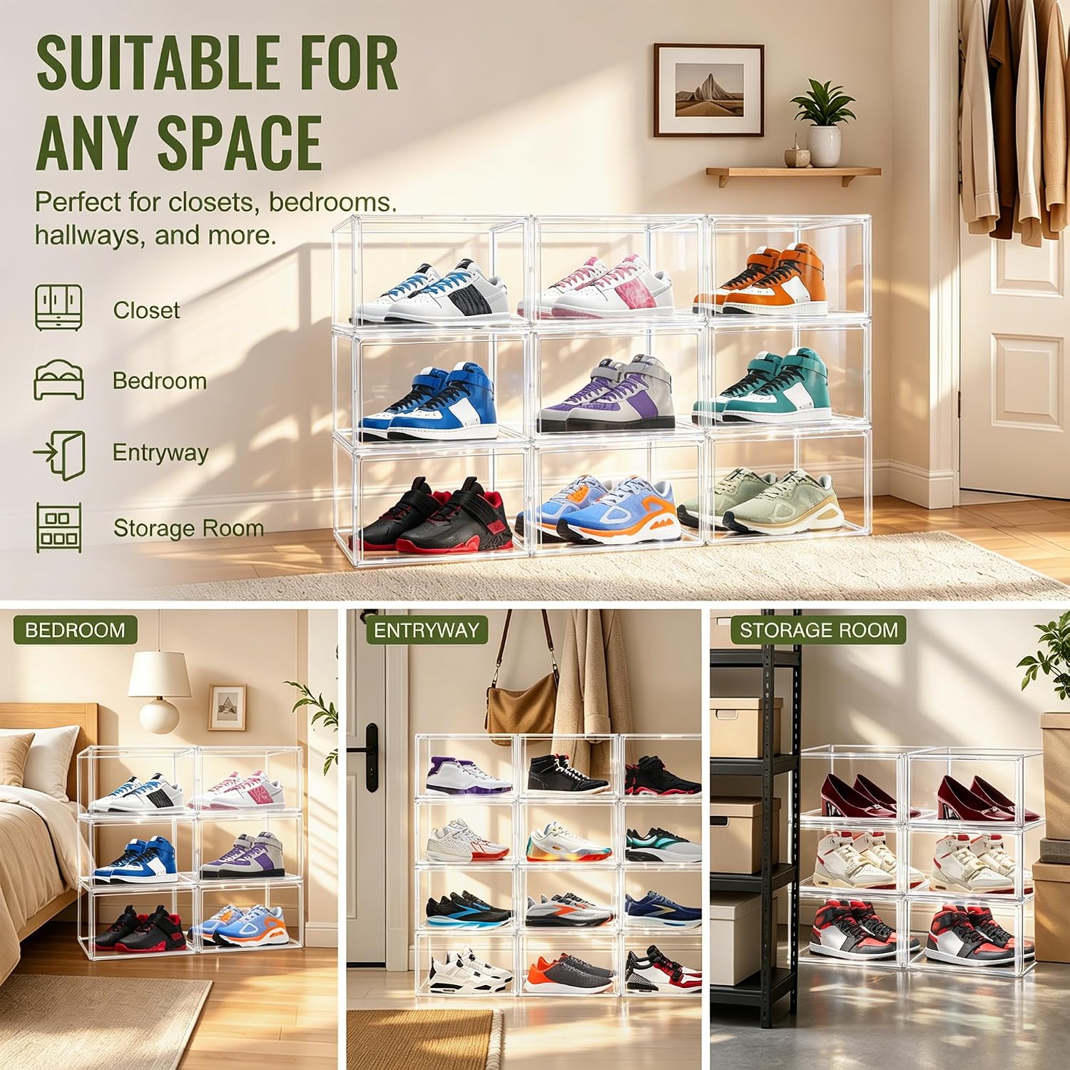 Thumbnail 6 de EZJOB Clear PET Shoe Storage Box, Stackable with Magnetic Closure, 14.1 x 10.6 x 8.9 in