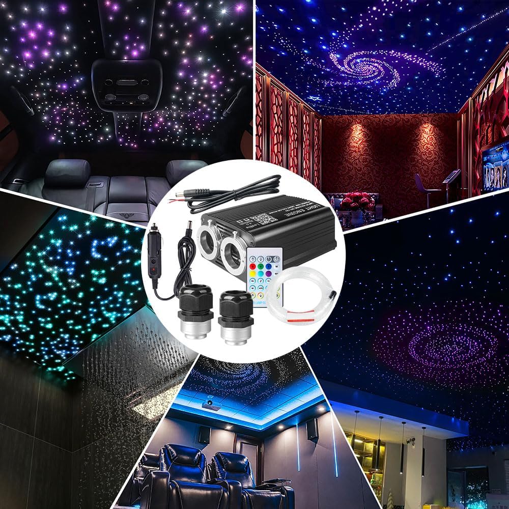 Thumbnail 4 de 32W Twinkle Starlight Headliner Light (1,000pcs) LED Fibre Optic Star Effect Kit with APP/Remote, Sound Sync
