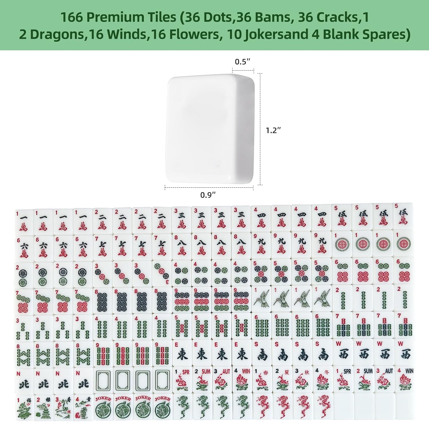 Detalle 2 de Yedadi American Mahjong Tile Set: 166 Tiles, 4 Racks with Pushers, Black Carrying Bag
