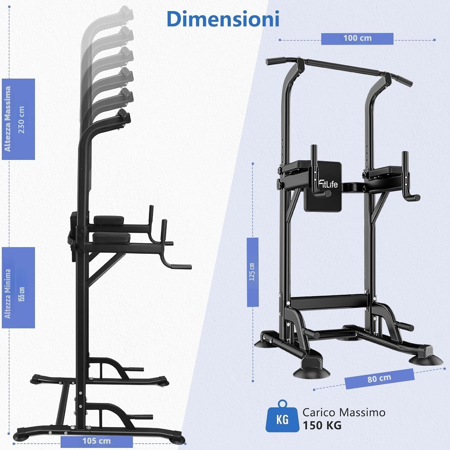 Thumbnail 2 de DH FitLife Power Tower Dip Station: stazione fitness da casa con barra per trazioni e dip