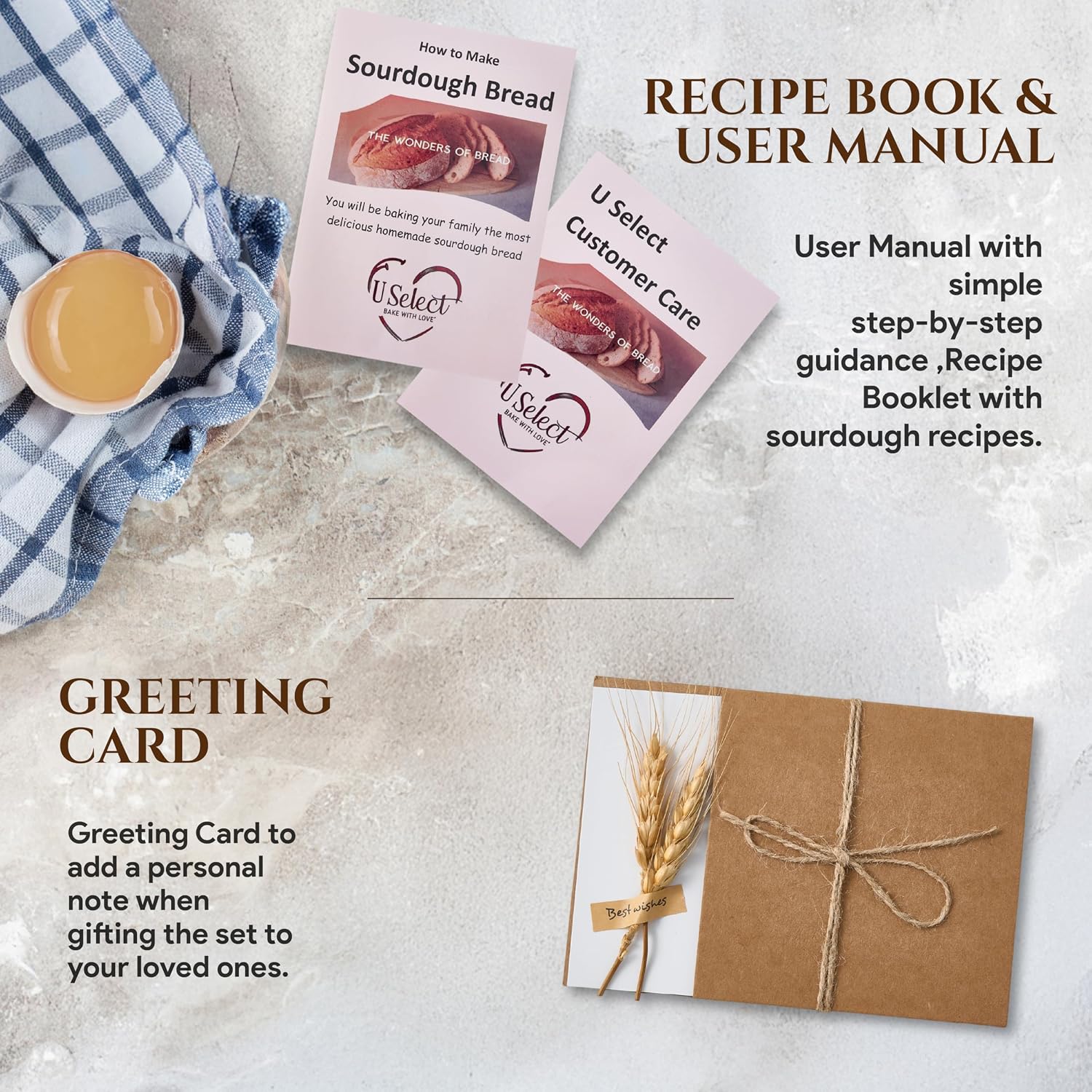 Thumbnail 4 de U Select Sourdough Starter Kit Bread Proofing Basket Set